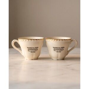 Vintage Washington PA Sesquicentennial Commemorative Tea Cups Set of 2 Gold Trim